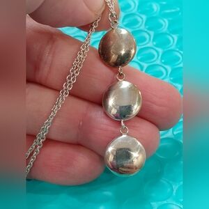 Tiffany Triple Disc Drop Long Necklace 15.9 Grams